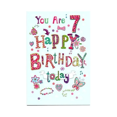 Image of Birthday Card for Seven (7) Year Old Girl Free Post (UK)