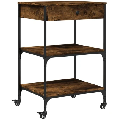 Image of vidaXL Kitchen Trolley Smoked Oak 60x48x89.5 cm Engineered Wood