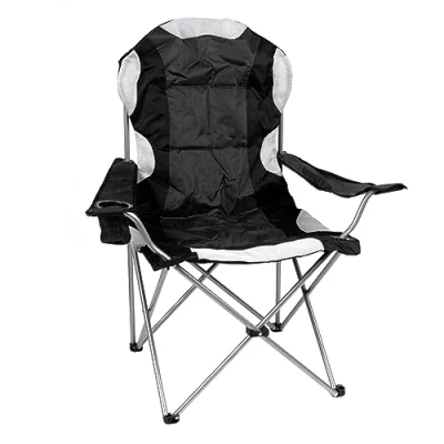 Image of Black High Back Padded Camping Armchair By Redwood