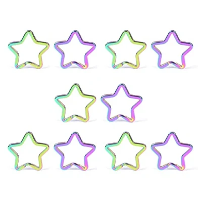 Image of 10pcs Metal Star Shaped Split Ring Key Holder Keyfob Accessories Connector for DIY Jewelry Handbag Supplies Jump Rings