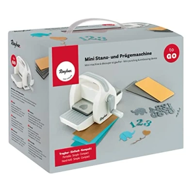 Image of Rayher 60999000 Portable Die Cutting and Embossing Machine To Go, Mini for Card Making, Scrapbooking Papercrafts, 19 x 9.5 13 cm