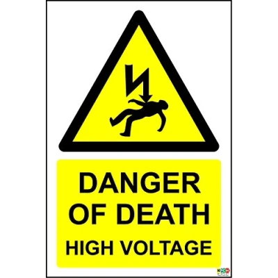 Image of Danger of Death High Voltage Sign Self Adhesive Sticker 300mm x 200mm