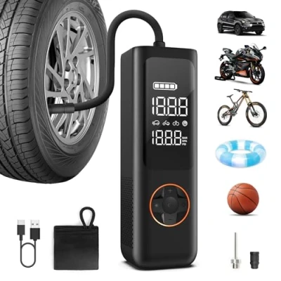 Image of QiCYCLE P1 Cordless Tyre Inflator Air Compressor 7800mAh, 150PSI Car Pump Auto Off, Digital Pressure Gauge for Car,Motor,Bike,Ball w/LED Light