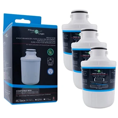 Image of 3X FilterLogic FFL 105CH Fridge Water Filter Cartridge Compatible with Microfilter MFCMG14211FR / MFCMG14211F fits Hotpoint C00300448, SXBD922FWD, SXBD925FWD, Caple CAFF205 SBS Refrigerator