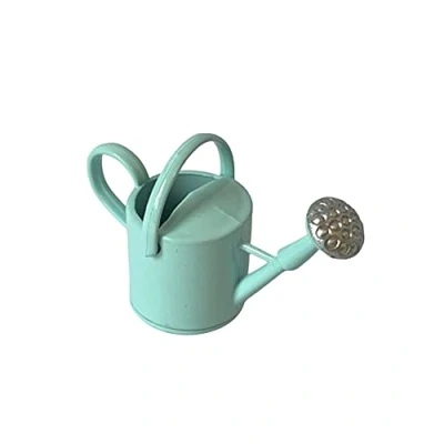 Image of Dolls House Turquoise Watering Can Metal Miniature Garden Accessory 1:12 Scale