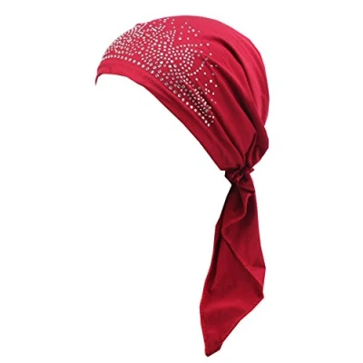 Image of Gemini_mall® Women&#039;s Scarf Pre Tied Chemo Hat Beanie Turban Headwear for Cancer Patients (Red)