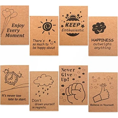 Image of feela A6 Small Pocket Kraft Notebooks, 8 Pack Mini Size Lined Notebook, 80 Pages Journal Notepads, of Blank Bulk for Women Kids Students Gift School Supplies, 10.4X14.7cm