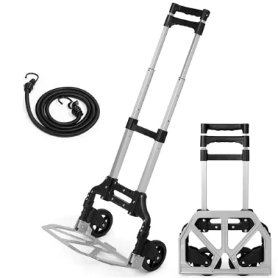 Image of Folding Hand Truck Aluminium,Heavy Duty Foldable Trolley on Wheels,Multi Purpose Sack Moving (80 kg maximum)