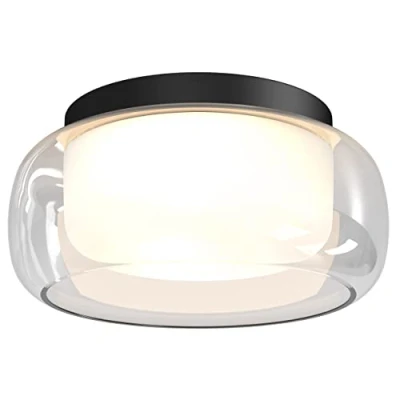 Image of Aquina Bathroom 36cm Ceiling Light Matt Black with Glass Shade