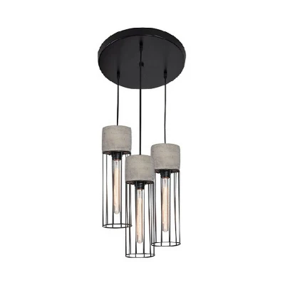 Image of Ayios Ceiling Cluster Pendant 3 Light Concrete Steel