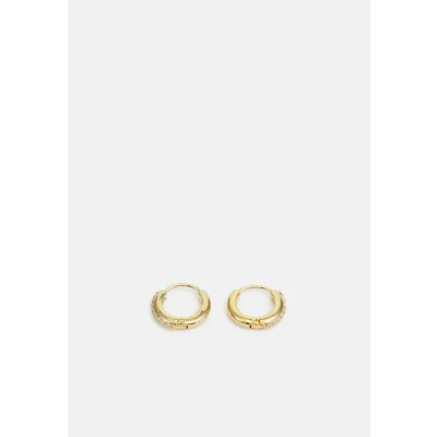 Image of Swarovski Matrix hoop earrings, Round cut, White, Gold tone plated