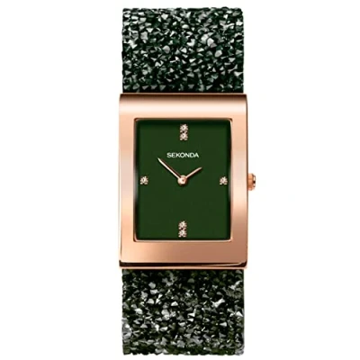 Image of Sekonda Rocks Ladies 26mm Quartz Watch in Green with Analogue Display, and Rock Crystal Bracelet 40460