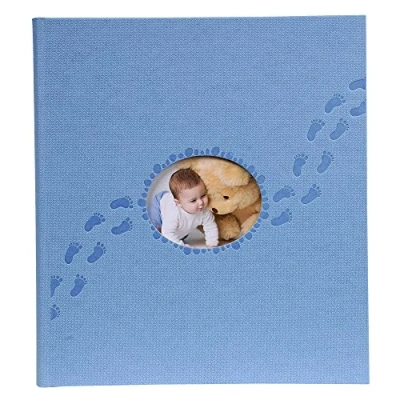 Image of Exacompta Ref 12203E Piloo Baby Boy Photo Album 290 x 320mm in Size, 60 White Pages, Holds Up To Approx. 300 Photos Suitable for Scrapbooking Blue Windowed Cover