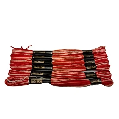 Image of Trebla Pack of 6 Variegated Embroidery Thread/Skeins 8m Oranges Col. 46