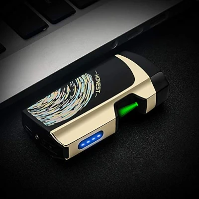 Image of Windproof Dual Arc Electronic Lighter Laser Touch Metal Pulsed Lighters USB Recharge Cigarette Electric with Elegant Box,Abstract