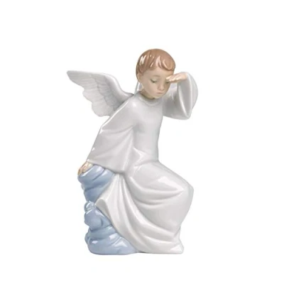 Image of NAO Watching Over You. Porcelain Guardian Angel Figure.