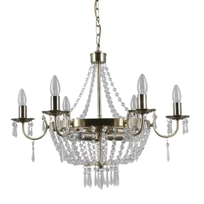 Image of Italux Lighting Hanging Pendant Antique Bronze 9 Light with Crystal Glass Shade E14