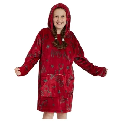 Image of Girls Boys Harry Potter Oversized Fleece Hoodie Hoody Sweatshirt (Harry Potter, One Size)