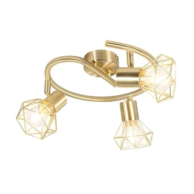 Image of Qazqa Art Deco Ceiling Spotlight Brass Mosh 3 Modern Suitable for LED E14 Way Light Steel Surface Mounted spotway Living Room I Kitchen Bedroom