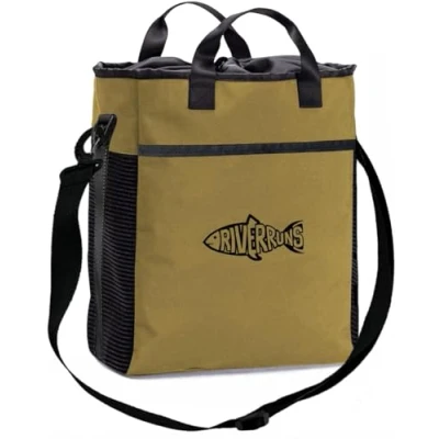Image of Riverruns Fishing Hunting Wader Bag with Vented Mesh, Waders Boots Bag, Fly Storage for Fishing, Hiking, Camping (Khaki, Medium 30L)