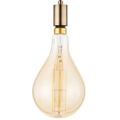 Image of LITECRAFT Anton Ceiling Pendant 1 Light with Oversized E27 Bulb Antique Brass