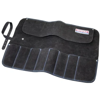 Image of Faithfull 8 Pocket Black Suede Leather Chisel Roll