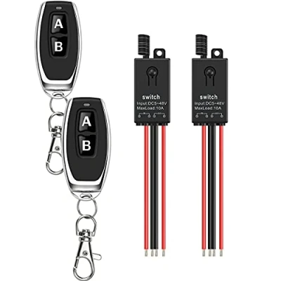 Image of dstfuy Wireless Remote Switch,2 Way Mini Switch DC 5V/12V/24V/48/10A Relay Light with 328FT Long Range for Motor,LED Light,Wireless Security Alarm