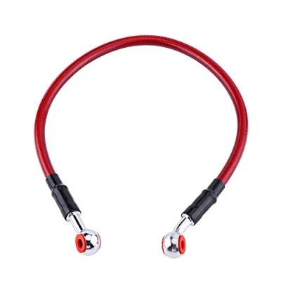 Image of Brake Oil Hose Line, 45/90cm Universal Motorcycle Fuel Tube Line Assembly Fitting Stainless Steel Braided [45CM Red]
