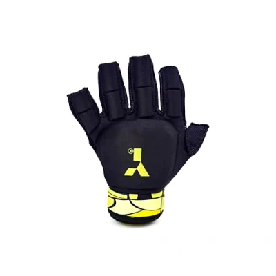 Image of Y1 Hockey, MK PRO Shell Glove, Field Hockey Extra Protection, Reinforced Plastic Open Palm Design, Full Hand Kids Gloves, As Used by International Players, Large