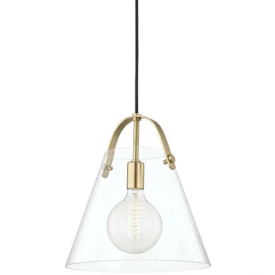 Image of Karin 1 Light Large Pendant Brass, Glass