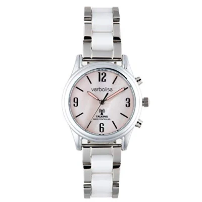 Image of Verbalise Silver Ladies Talking Watch with Ceramic Tile Strap VLRC 207SCT