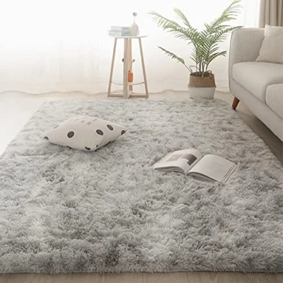 Image of Jyswx Soft Shaggy Area Rugs for Living Room Modern Bedroom Small to Extra Large Size Fulffy Carpets Nursery Non Shedding Washable Home Dormitory Decorative, LightGrey, 140 x 200 cm