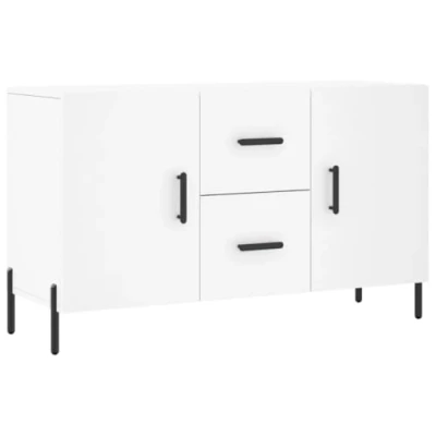 Image of vidaXL Sideboard in White Modern Design Featuring Metal Legs, Spacious Storage with Doors, Engineered Wood Construction, Perfect for Living Room or Bedroom
