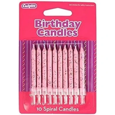 Image of CULPITT Glitter Cake Candles, 10 Pack, Birthday Candle for Cakes &amp; Cupcakes with a Clear Holder, Add Some Sparkle to Birthdays, Anniverseraries, Special Occasions Blossom