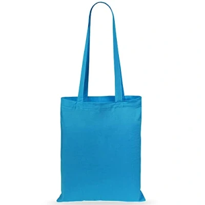 Image of eBuyGB Shopping Tote Shoulder Bag, 100% Cotton, Light Blue, 2.54 x cm