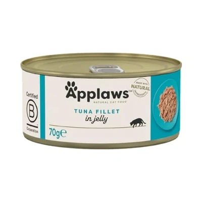 Image of Applaws Natural Wet Cat Food, Tuna Fillet in Jelly 70 g Tin, (24 x Tins)