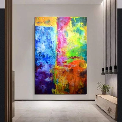 Image of XuFan Bright Color Abstract Canvas Painting Modern Wall Art Picture For Living Room Home Decoration Artwork 50x70cm No Frame