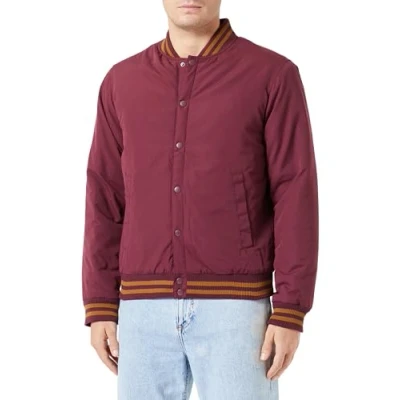 Image of Bestseller A/S Men&#039;s Jjwarrior College Bomber Jacket, Port Royale/Detail:with Tippings, XL