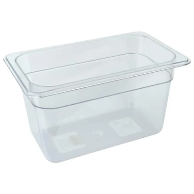 Image of Gastronorm Food Storage Container Deep Service Catering Pan, Durable Polycarbonate Dishwasher Safe BPA Free, 26.5 cm x 16.2 6.5 Quarter Size, Clear