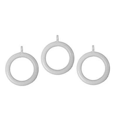 Image of Merriway BH04510 (24 Pcs) Plastic Curtain Pole Rod Drapery Rings with Fixed Eye, Inner Diameter 25mm (1 inch) and Outer 33mm (1.1/4 White Pack of 24 Pieces