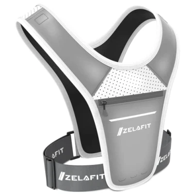 Image of ZelaFit® Running Vest Phone Holder Reflective Accessories Waterproof Pouch Key Size Adjustable Lightweight Men &amp; Women (Silver)