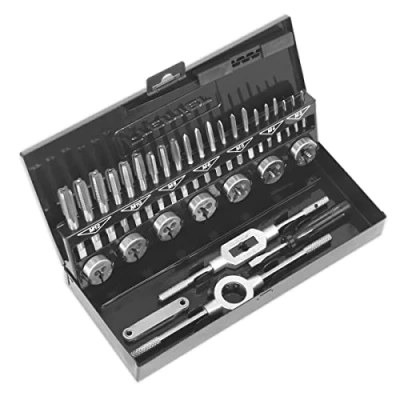 Image of Sealey Tap &amp; Die Set 32pc Split Dies HSS 4341 Metric