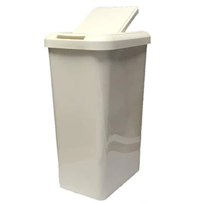 Image of KetoPlastics 45 Litre Touch Top Kitchen Bin Rubbish Paper Waste Can Dustbin Rectangle Plastic (Cream)