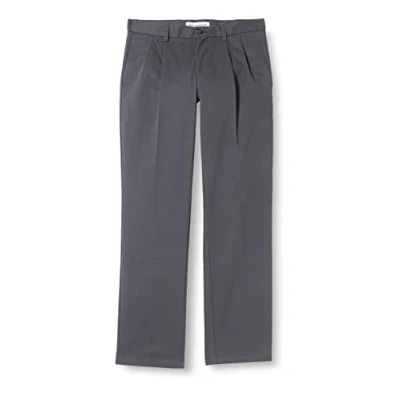 Image of Amazon Essentials Men&#039;s Classic Fit Wrinkle Resistant Pleated Chino Trouser (Available in Big &amp; Tall), Grey, 42W / 30L