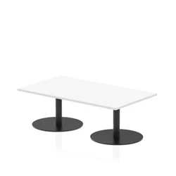 Image of Italia 1400 x 800mm Rectangular Coffee Table White Top 475mm High Black Leg
