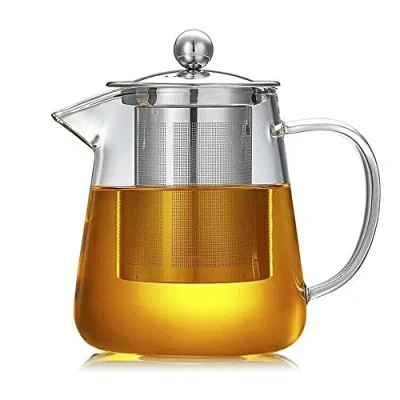Image of TAMUME 750ml Glass Teapot with Stainless Steel Infuser Roomy Tea Strainer for Blooming and Service Ideal 2 Persons