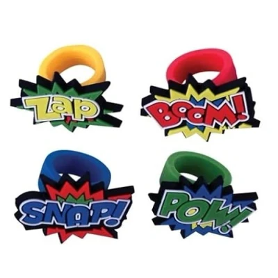 Image of Anila&#039;s Complete Superhero Themed 10 Party Bag Fillers &amp; Favours Rings. (Ideal for Children Aged 3 8)