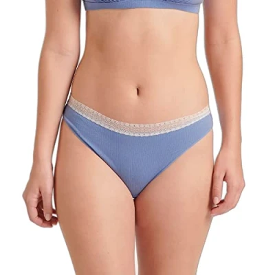 Image of Sloggi Womens GO Ribbed Tai Briefs 2 Pack Purple Cotton Size Small