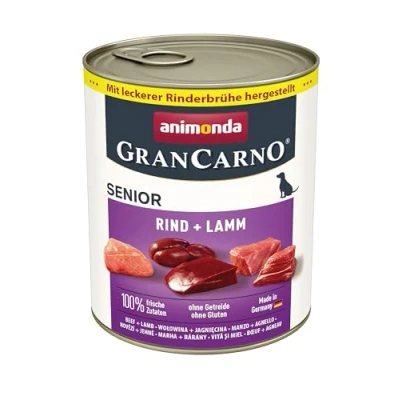 Image of animonda GranCarno Senior dog food, wet food for older dogs from 7 years, beef + lamb, 6 x 400g