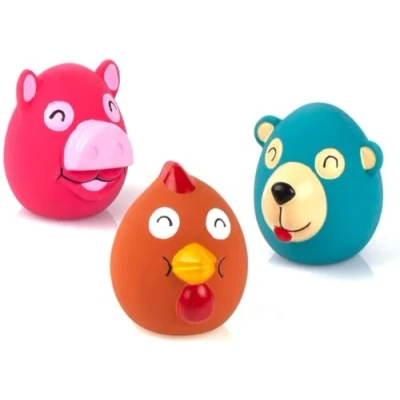 Image of CHIWAVA 3 Pack 2.6 Inch Squeak Latex Dog Toy Animals Cute Face Interactive Play for Small Dogs Assorted Color
